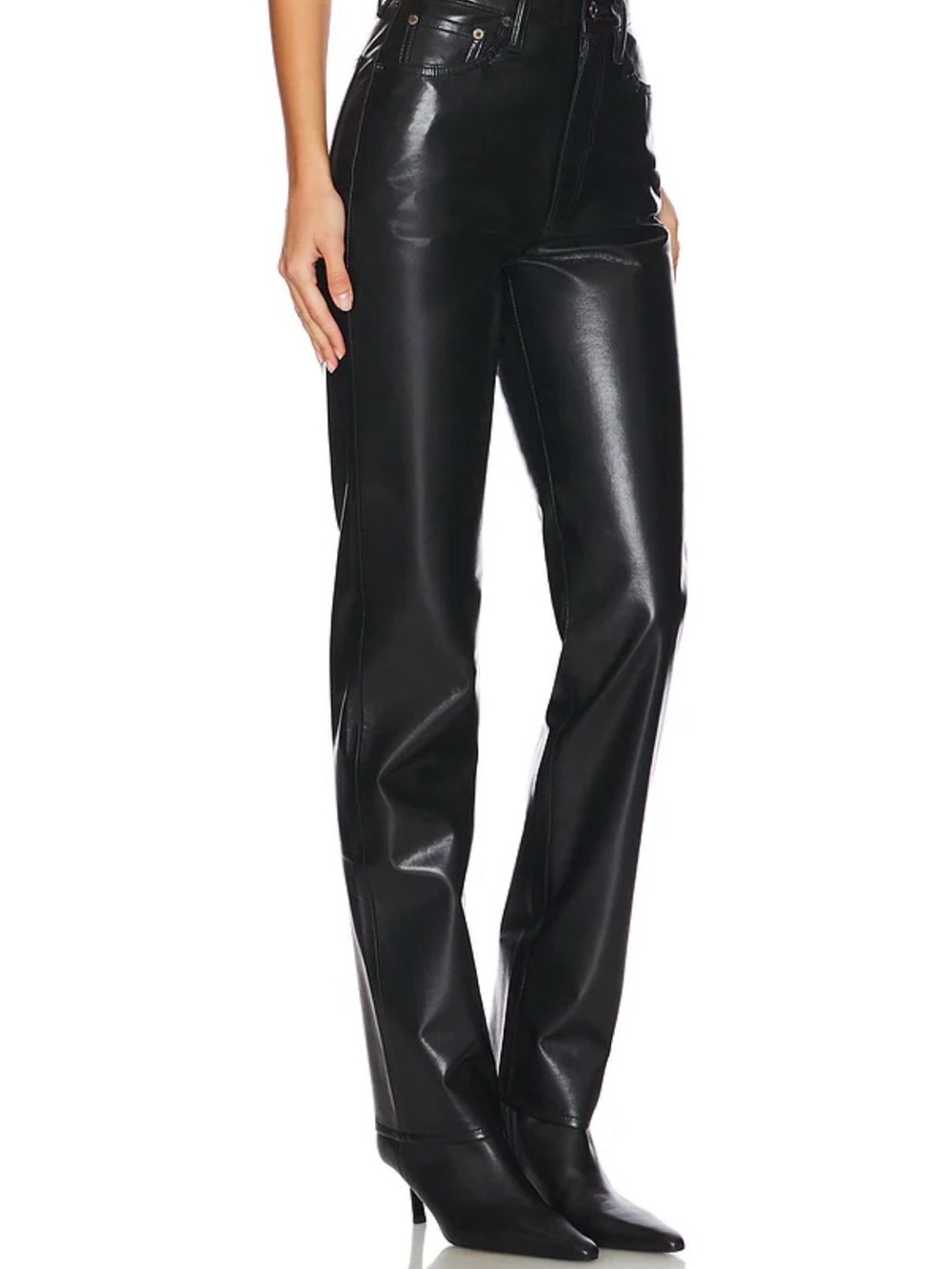 AGOLDE-90’s PINCH WAIST HIGH RISE- SIZE 24-RECYCLED LEATHER STRAIGHT LEG PANT - Picture 4 of 9